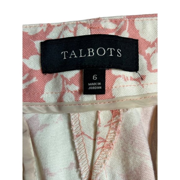 Talbots‎ Womens Signature  Pink Cream Floral Cropped Pants Size 6 - Picture 5 of 7